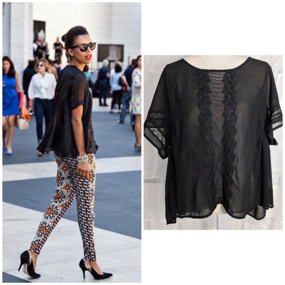 TOTO Collection, transparent lace blouse, sz 1XL
